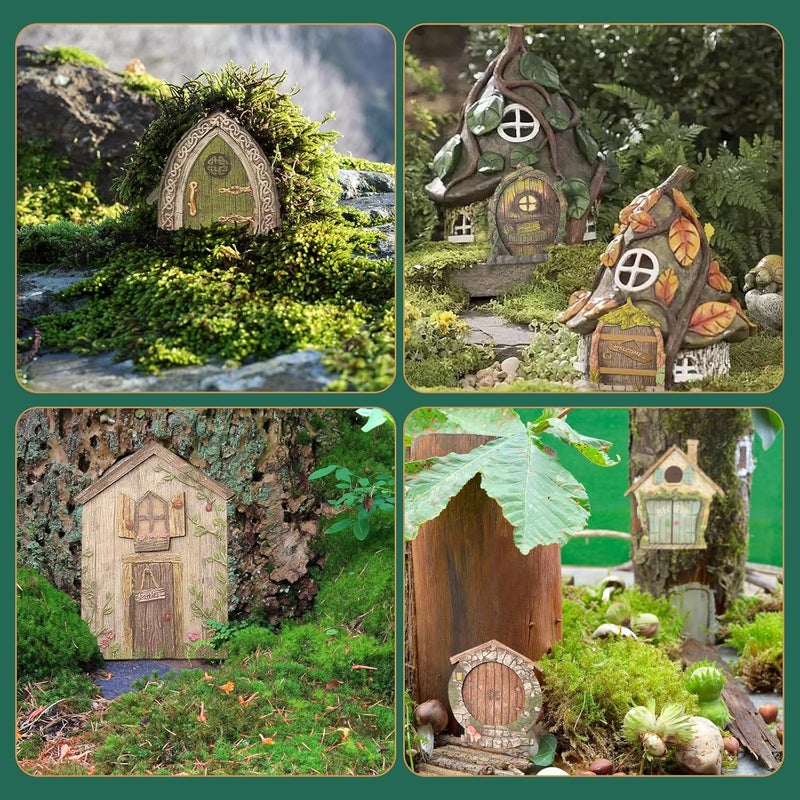 Drhomeam 6PCS for Miniature Fairy Door, for MINI Fairy Garden Door for Tree, Tiny House Doors Fairy Garden Accessories, Outdoor Tree Decor Accessories - Image 2